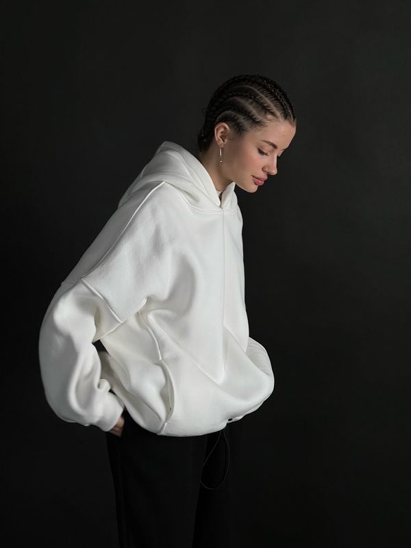 Оверсайз худи - Молочный, L-2XL hoodie-milk-2 фото