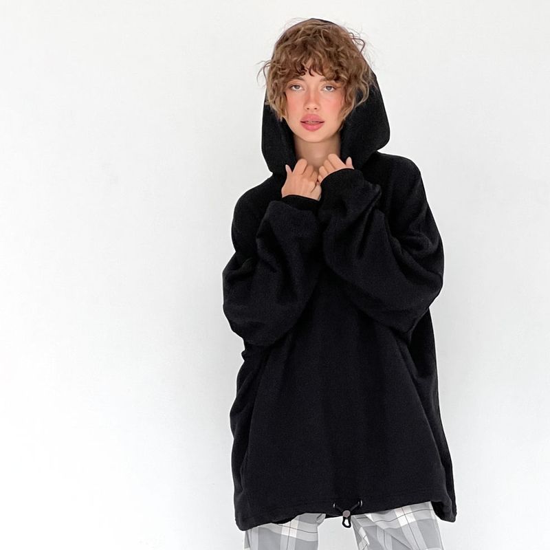 Оверсайз худі на футері петля - Черный, L-2XL hoodie-petlya фото