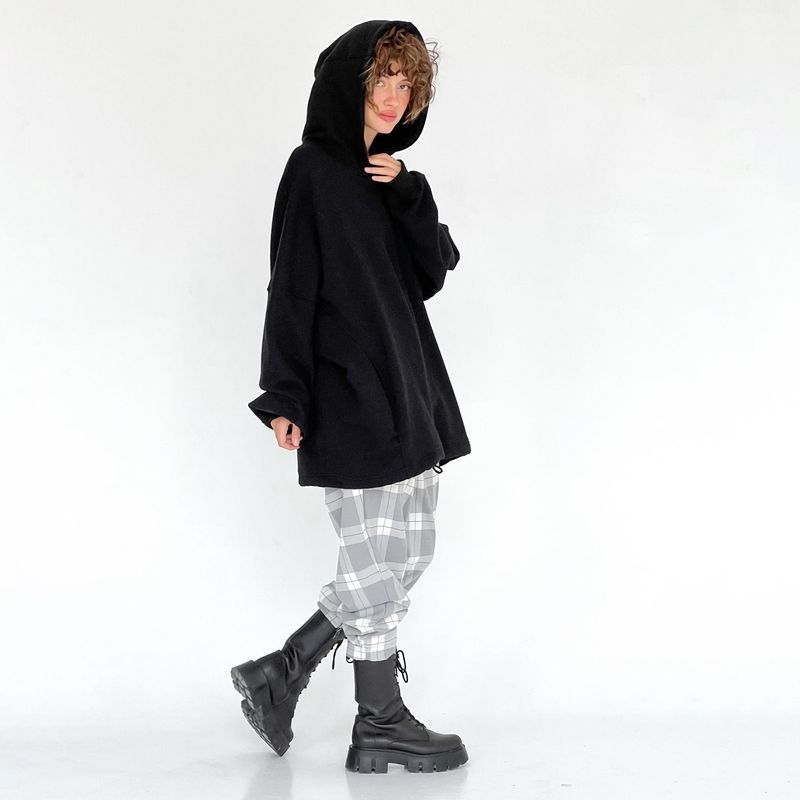 Оверсайз худі на футері петля - Черный, L-2XL hoodie-petlya фото