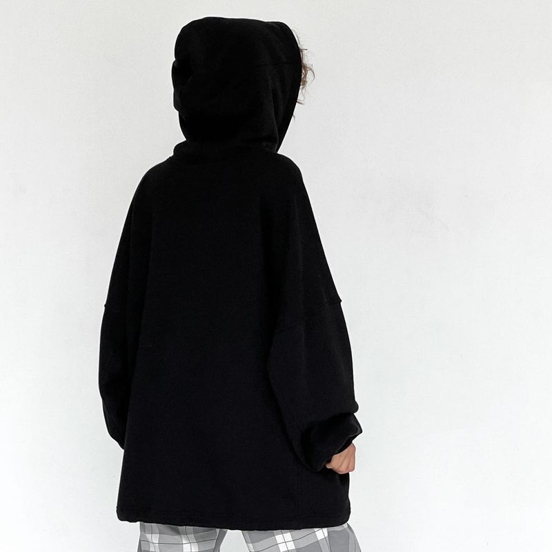 Оверсайз худі на футері петля - Черный, L-2XL hoodie-petlya фото