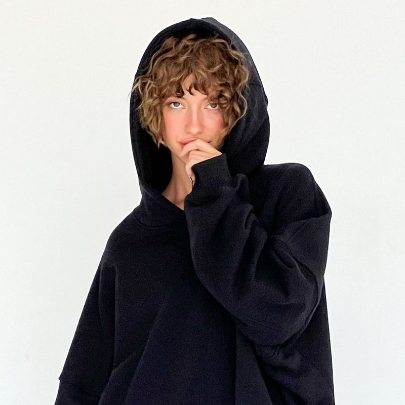 Оверсайз худі на футері петля - Черный, L-2XL hoodie-petlya фото