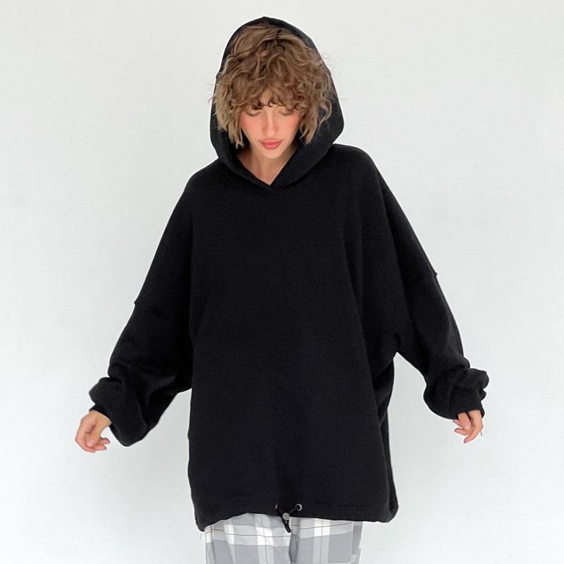 Оверсайз худі на футері петля - Черный, L-2XL hoodie-petlya фото