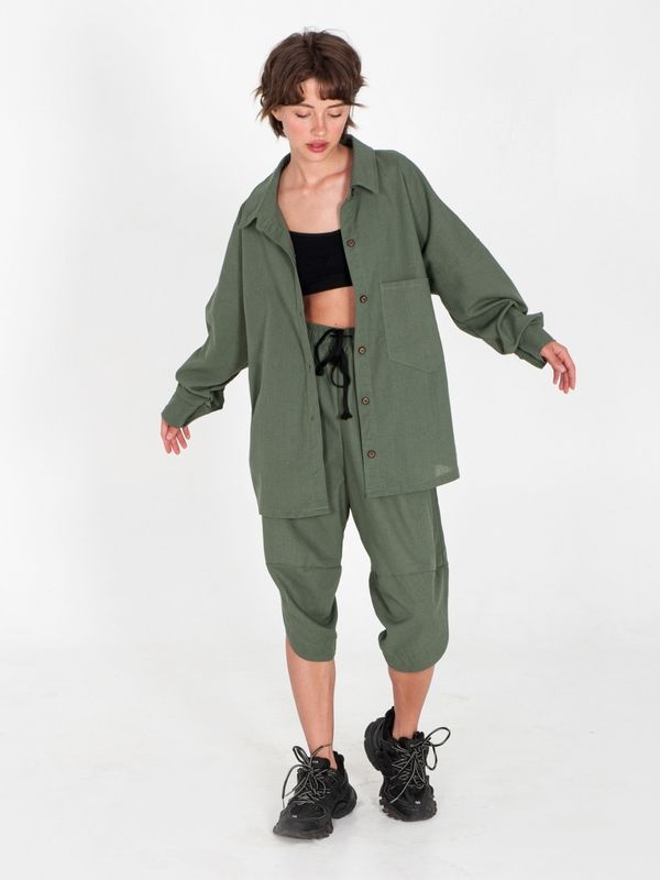 Льняна сорочка з довгим рукавом - Хакі, 2XL-3XL sorochka-linen фото