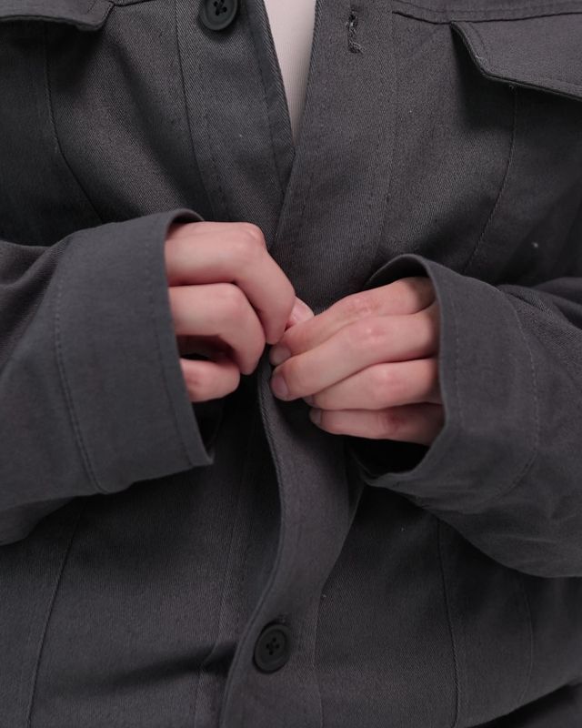 Куртка Осенняя из коттона с хлопковой подкладкой-Графит, S-M cotton-jacket  фото