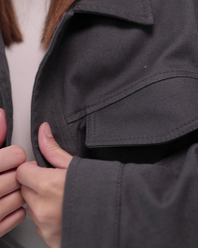 Куртка Осенняя из коттона с хлопковой подкладкой-Графит, S-M cotton-jacket  фото