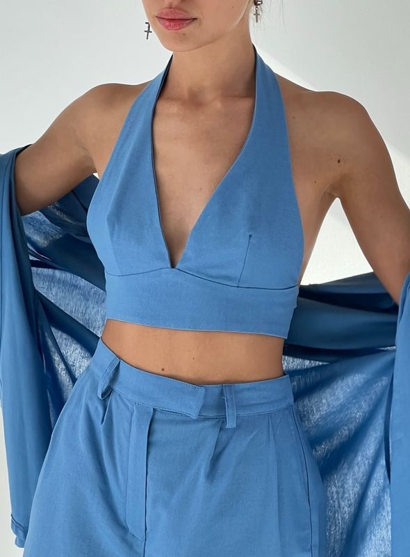 Топ-бра трикутники - Блакитний, A-C bra-linen фото