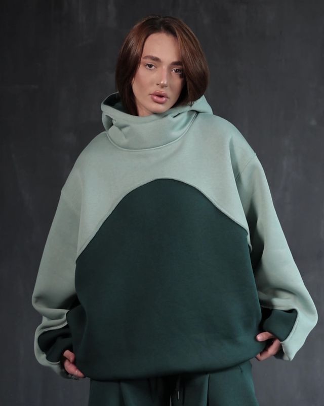 Оверсайз худі Wave- Смарагд+мята, XS-M hoodie-wave фото