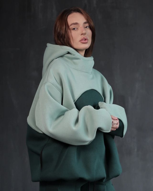 Оверсайз худі Wave- Смарагд+мята, XS-M hoodie-wave фото