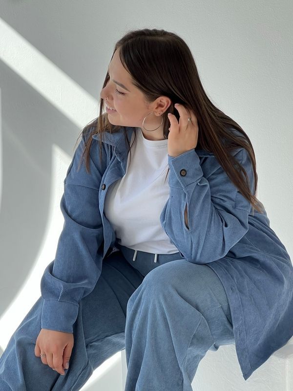 Вельветова сорочка на гудзиках - Блакитний, 2XL-3XL sorochka-velvet фото