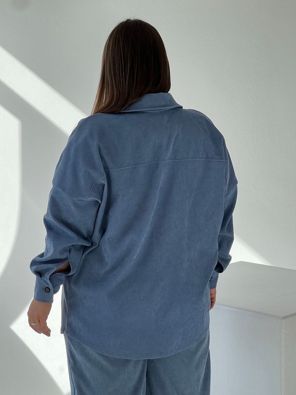 Вельветова сорочка на гудзиках - Блакитний, 2XL-3XL sorochka-velvet фото